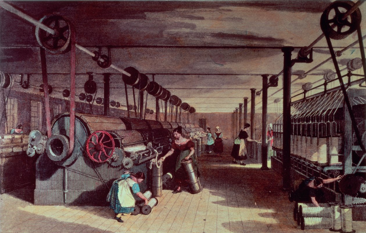 Interiør af en mølle; kartning og tegning, 1800-tallet (tryk) af Unbekannt Unbekannt