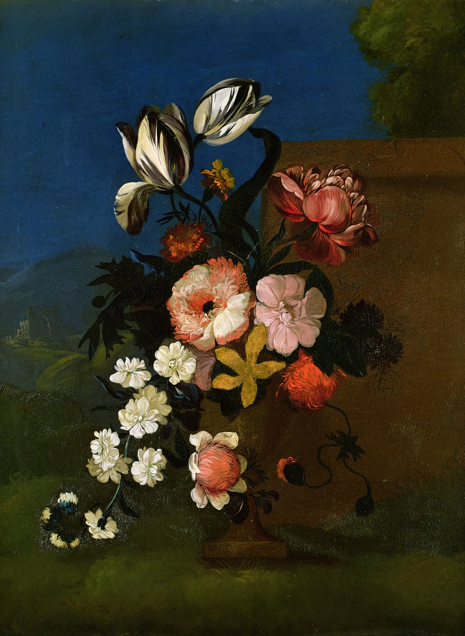 Blomsterstilleben (et af et par) af Unbekannt Unbekannt