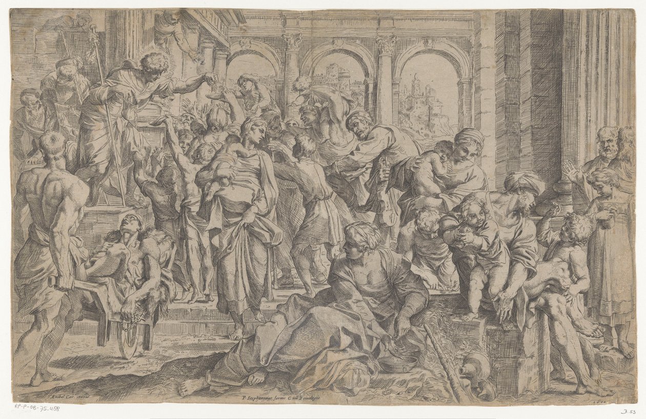Saint Roch uddeler almisse af Anonymous