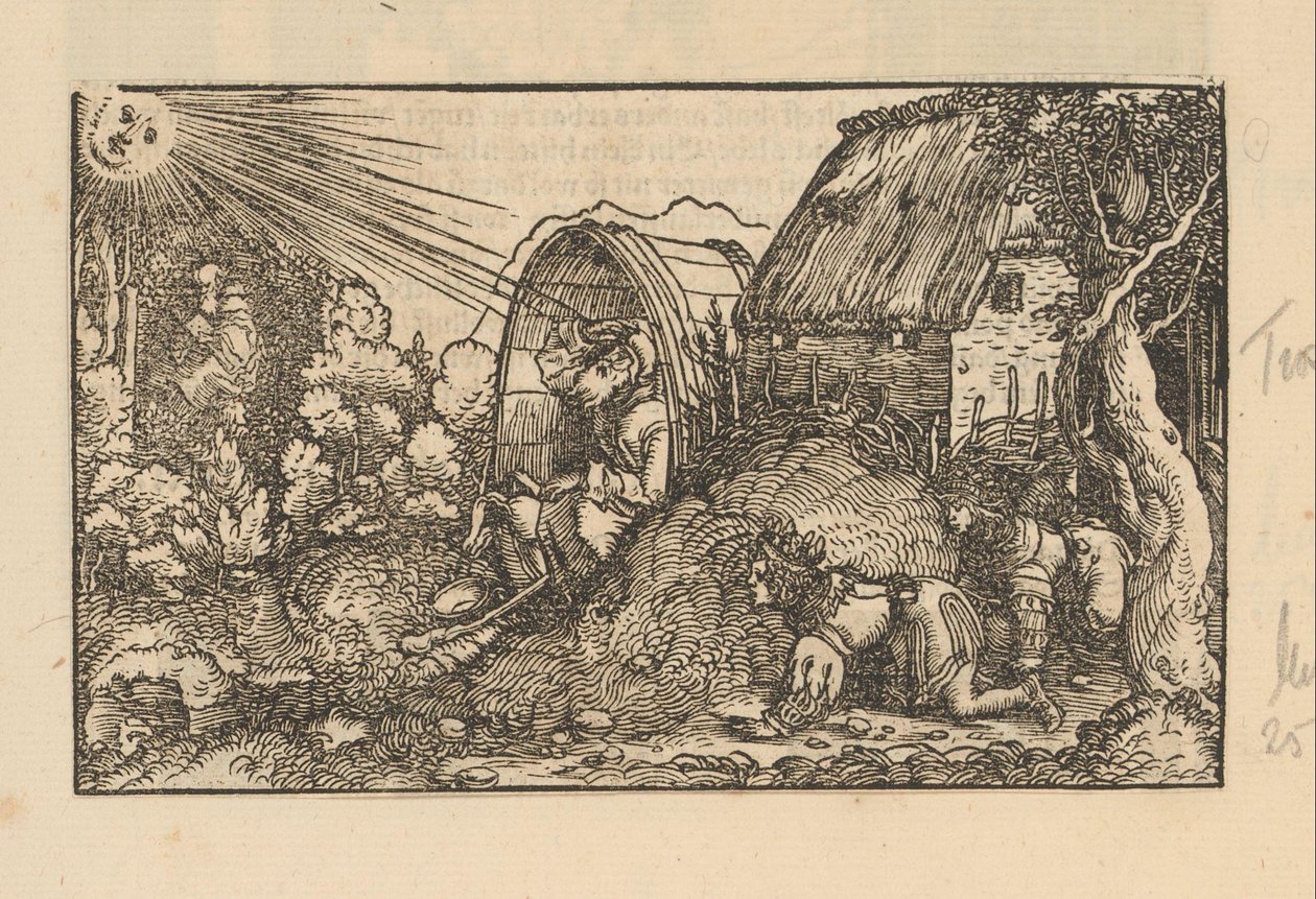 Diogenes i sin tønde og to kronede unge mænd af Anonymous