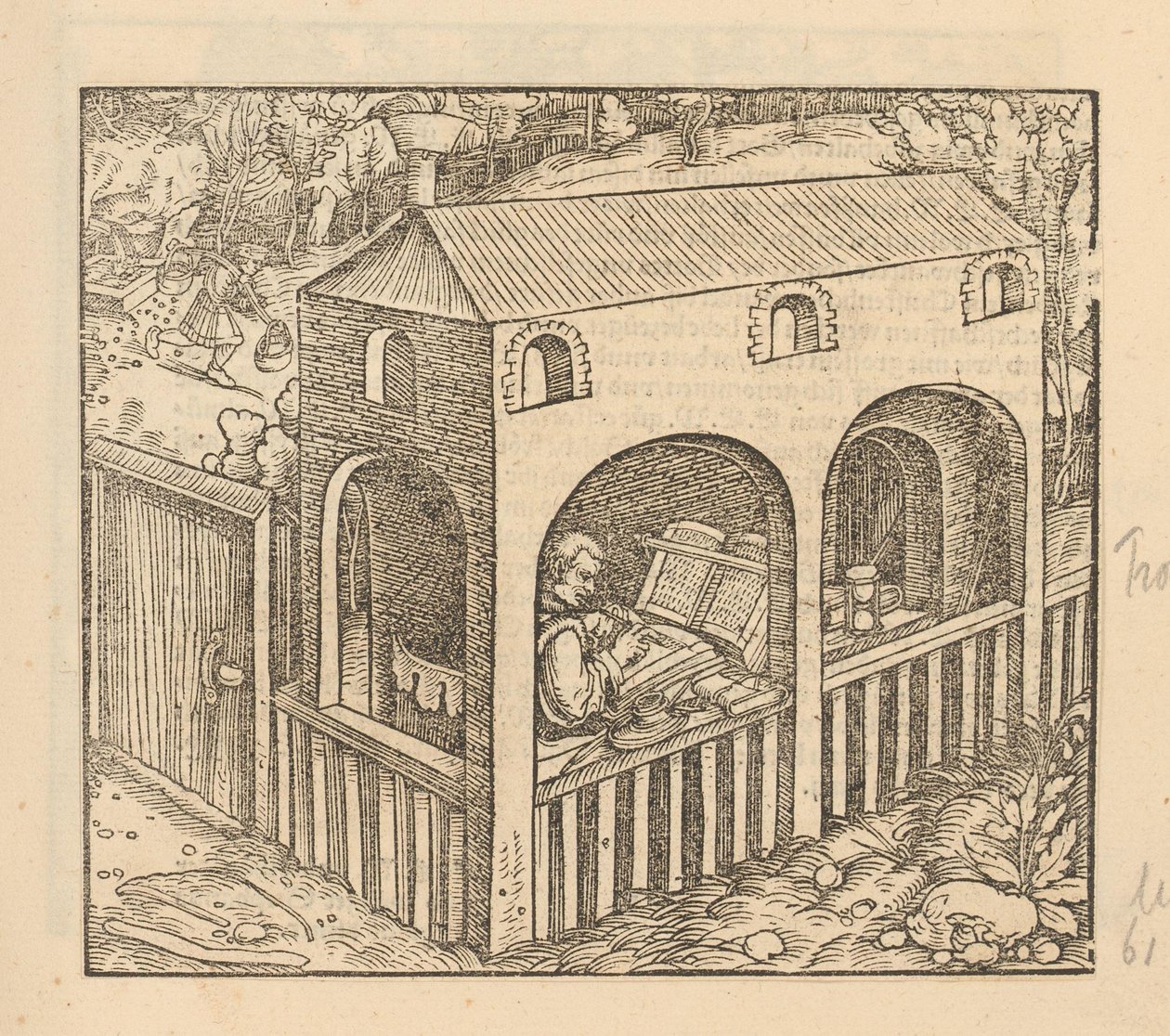Francesco Petrarca skriver i sit hus af Anonymous