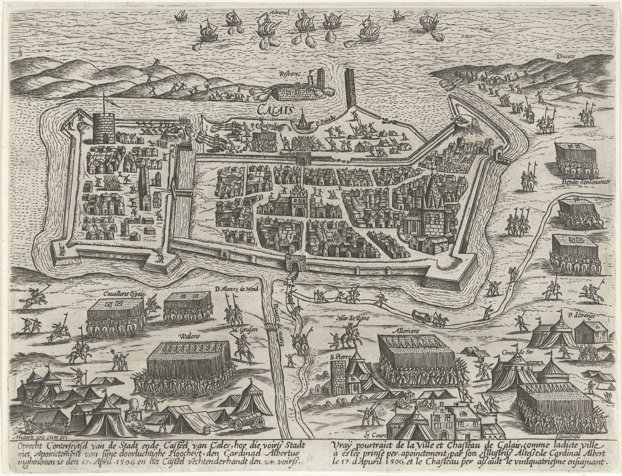 Tilfangetagelse af Calais af ærkehertug Albrecht, 1596 af Anonymous