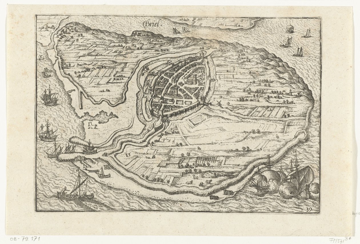 Kort over Den Briel, 1572 af Anonymous