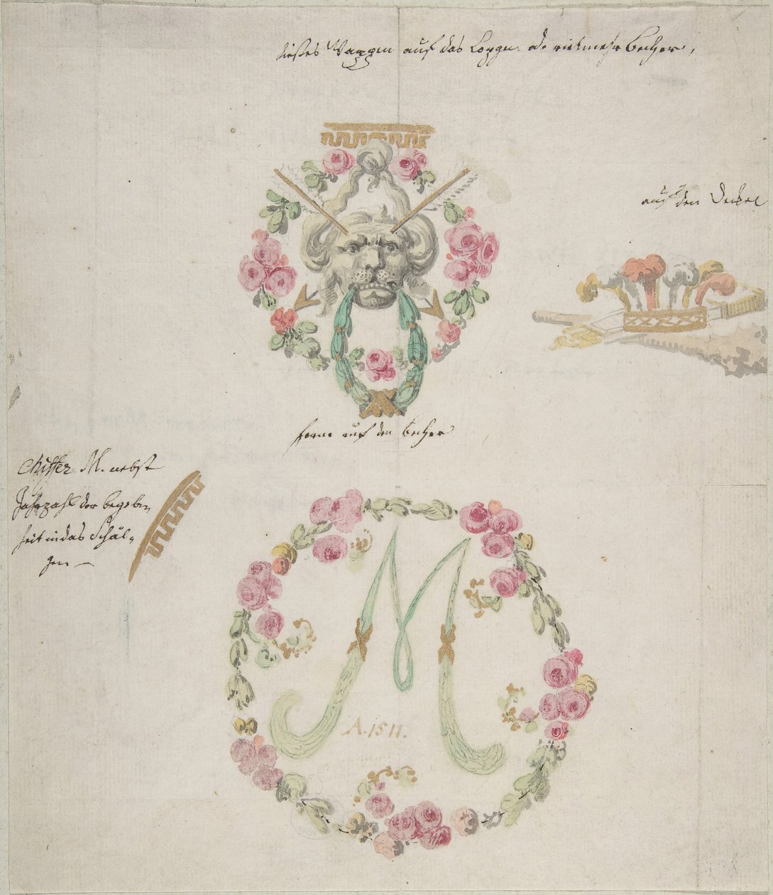 Ornamental design til porcelæn, 1700-tallet. af Anonymous,.