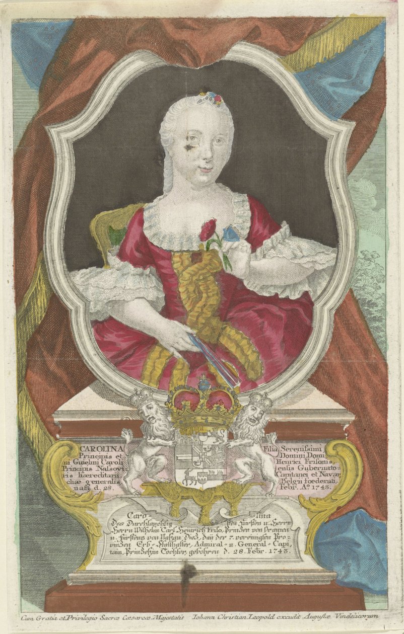 Portræt af Carolina, prinsesse af Orange-Nassau af Anonymous