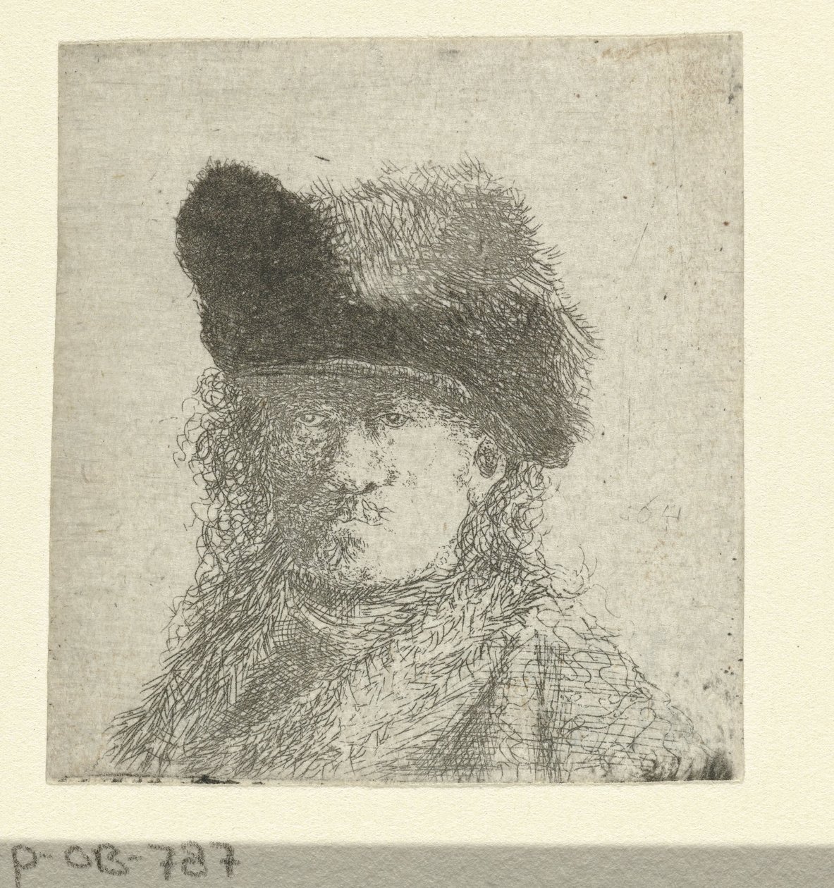 Portræt af Rembrandt med pelshat af Anonymous