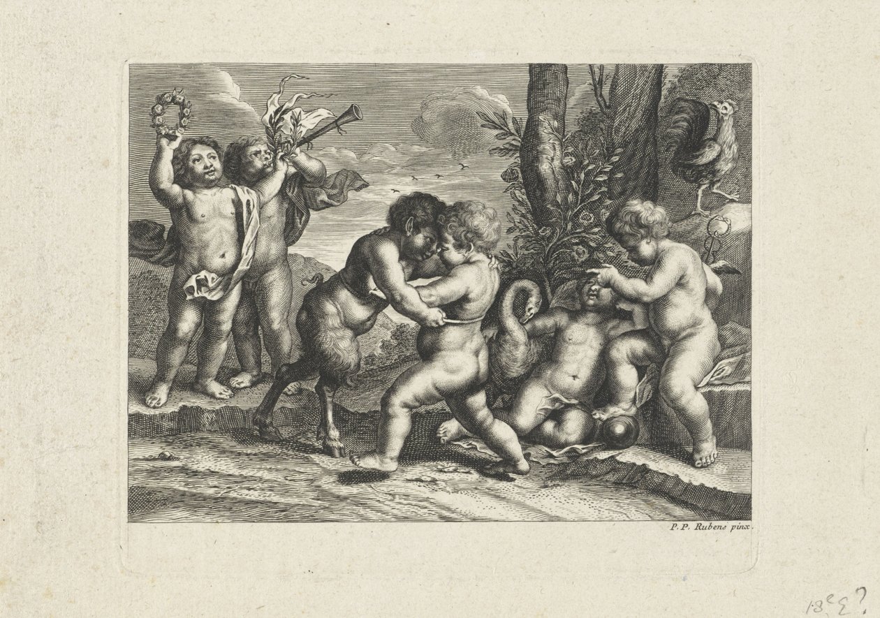 At spille putti i et landskab af Anonymous