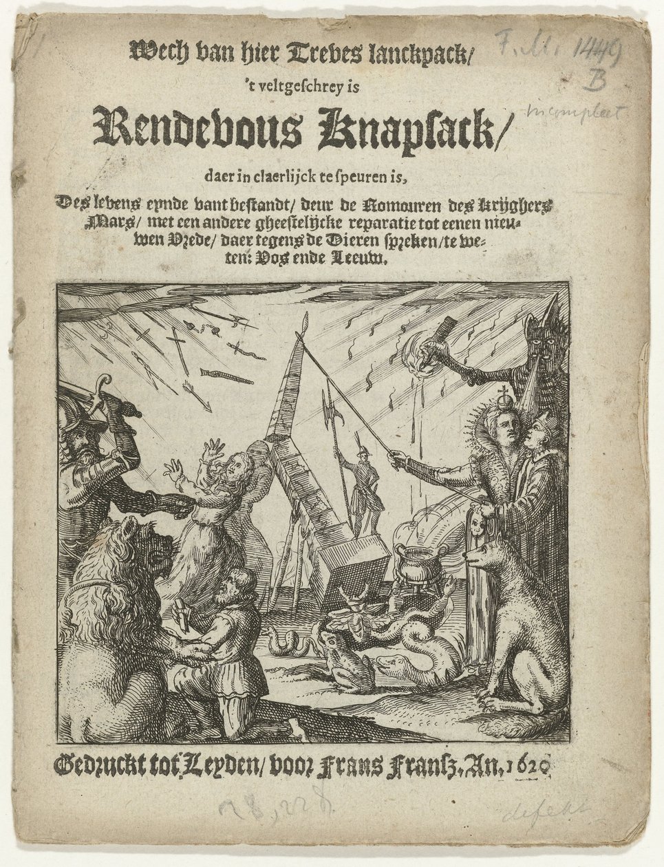 Pjecens titelside: Rendevous Knapsack, 1620 af Anonymous