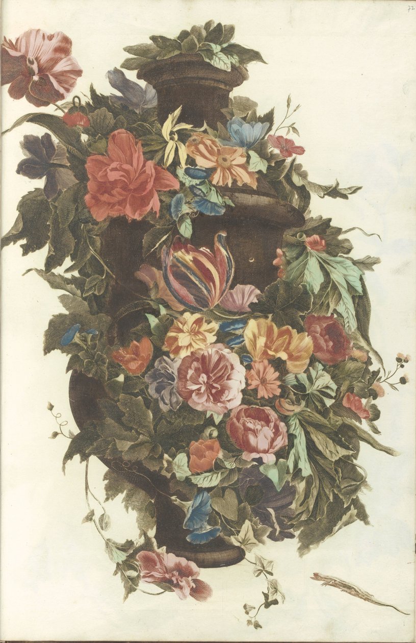 Vase omgivet af blomsterkrans af Anonymous