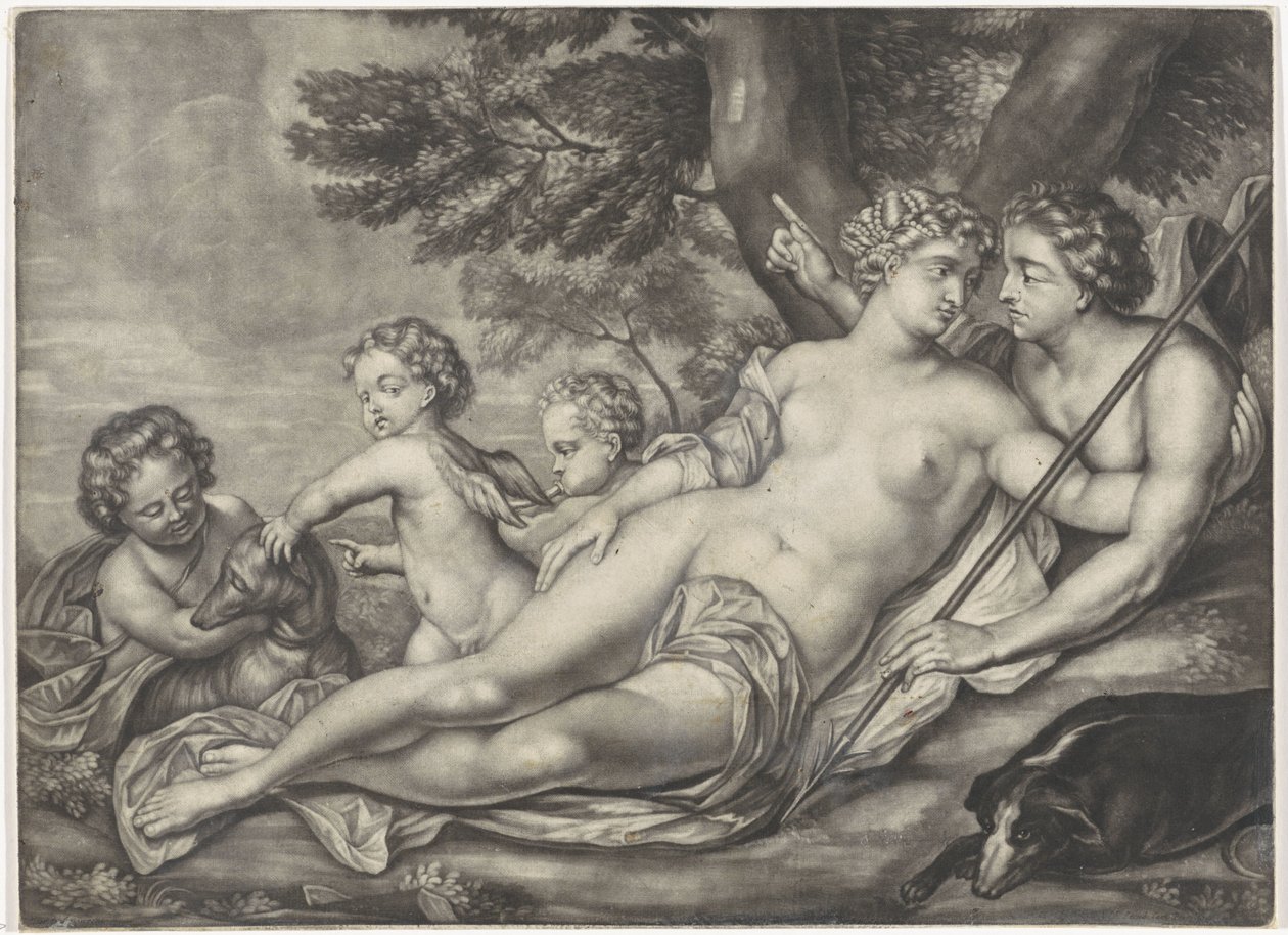 Venus forhindrer Adonis i at jage af Anonymous