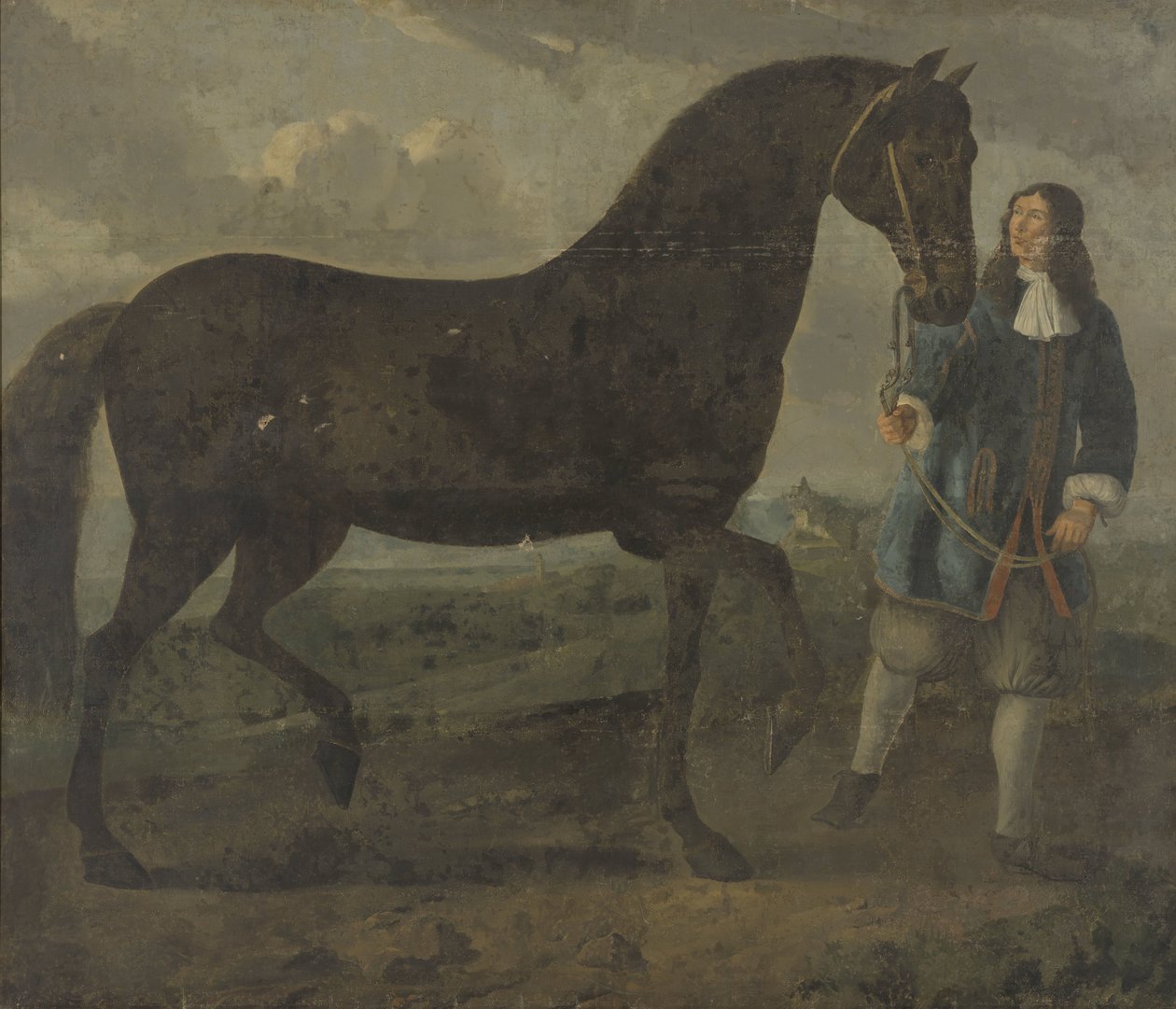 Sort hest ledet af en brudgom af Anonymous