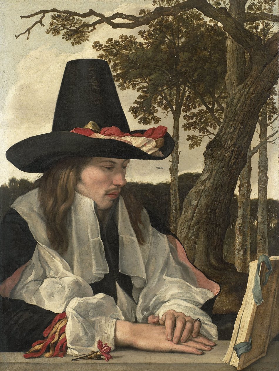A Man Reading, ca. 1660 (olie på lærred) af Anonymous Anonymous