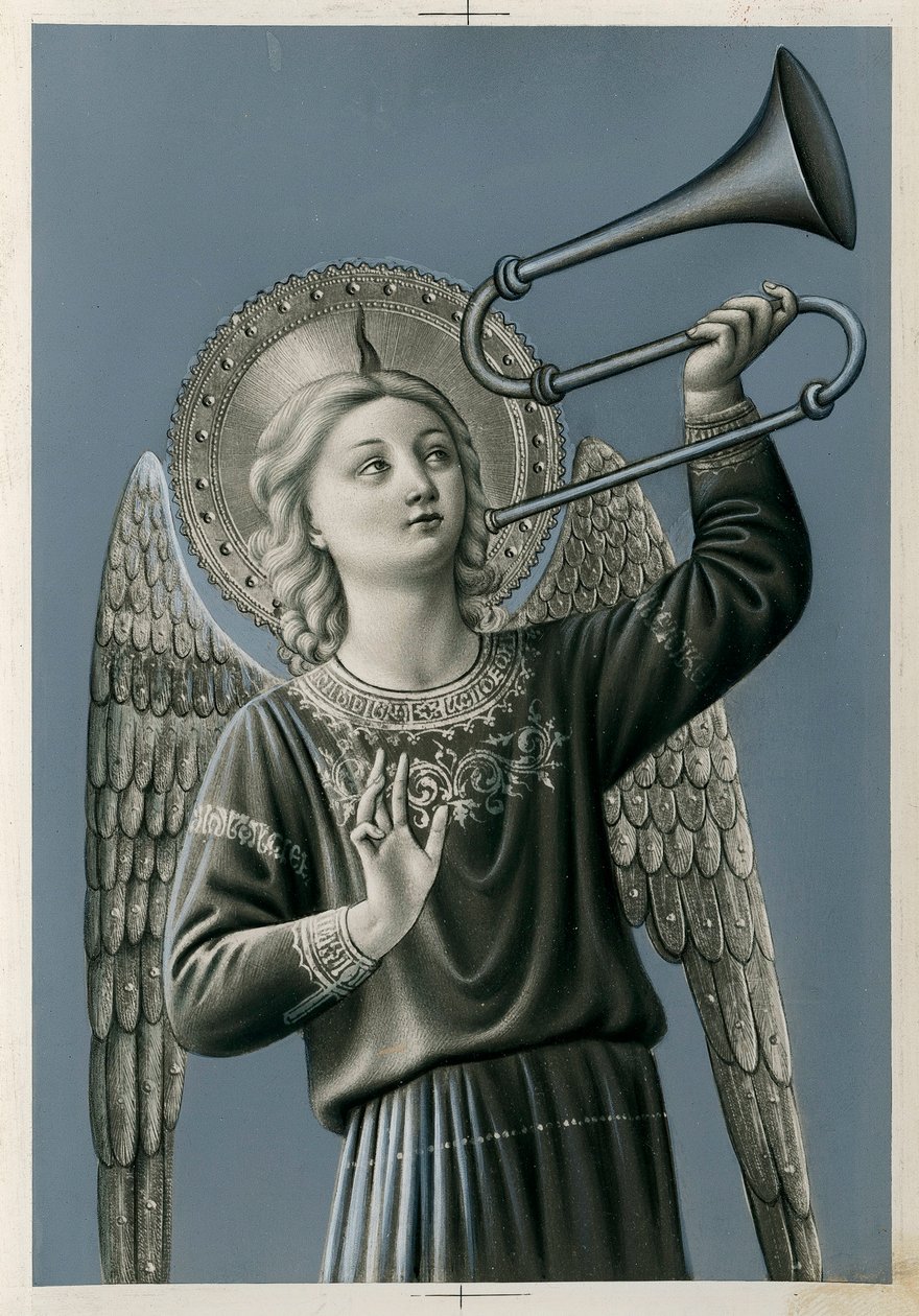 En musiker-engel, der spiller trombone (tryk) af Anonymous Anonymous