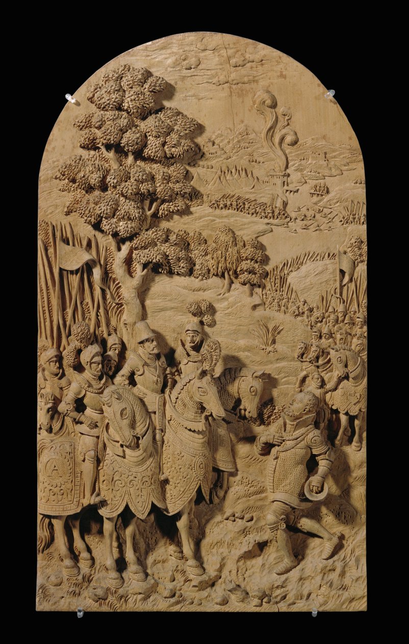 Otte udskårne relieffer, kirsebær ... (relief) af Anonymous Anonymous