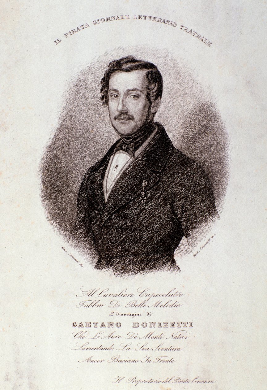 Portræt af Gaetano Donizetti (gravering) af Anonymous Anonymous