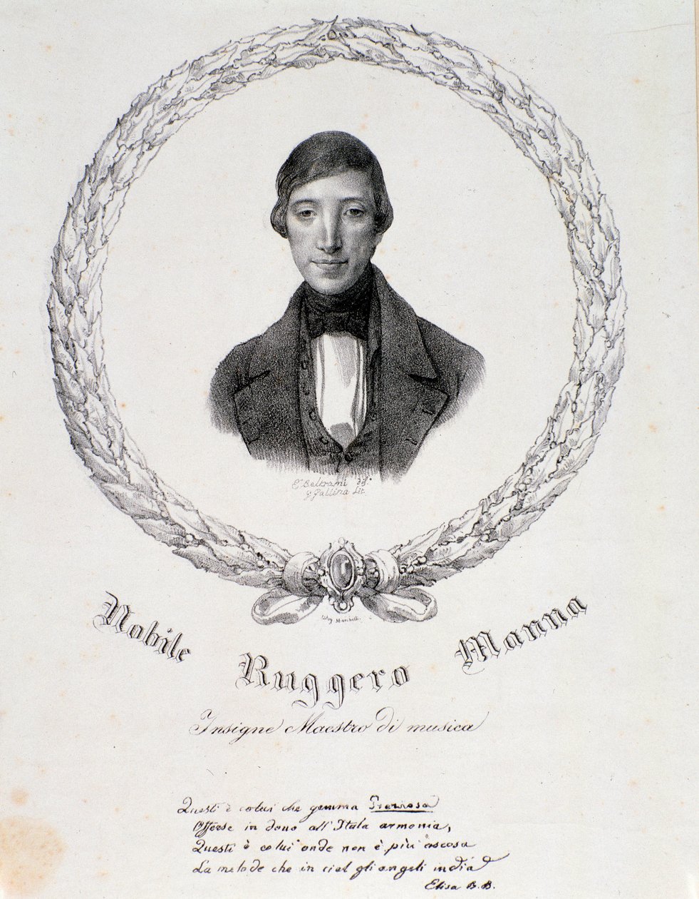 Portræt af Ruggero Manna (litografi) af Anonymous Anonymous
