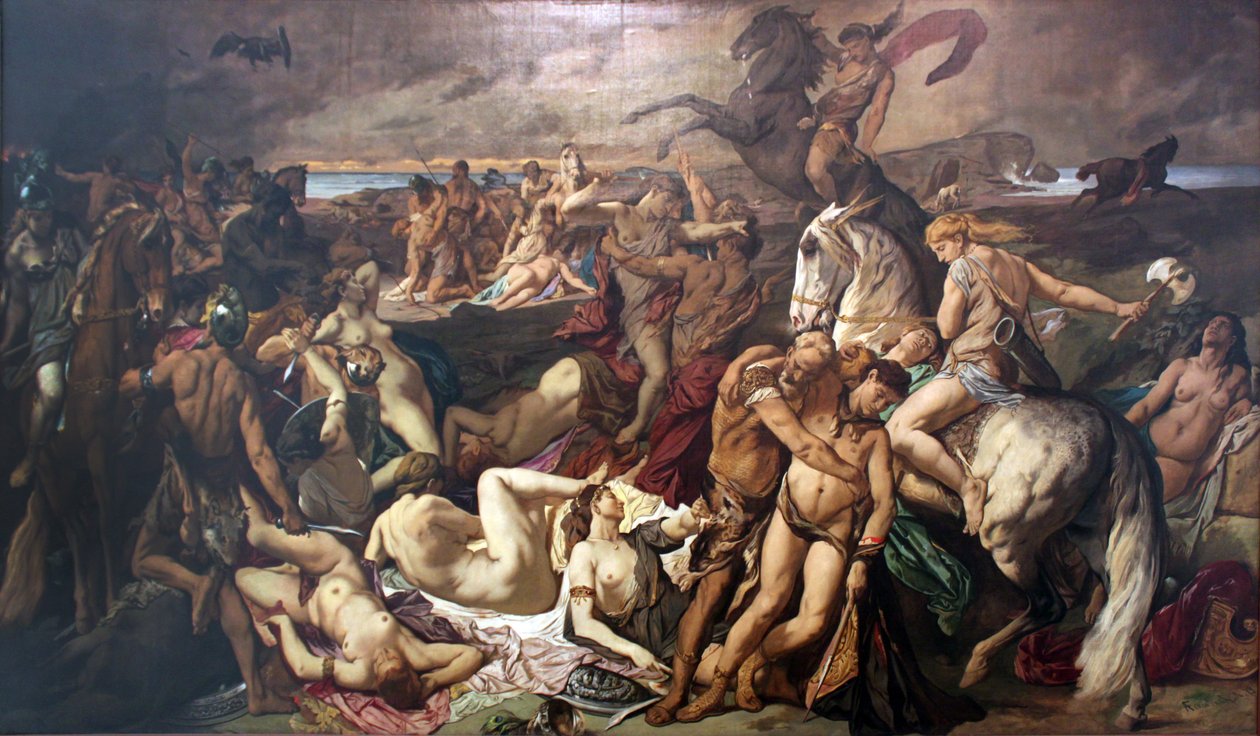 Slaget om amazonerne (anden version) af Anselm Feuerbach
