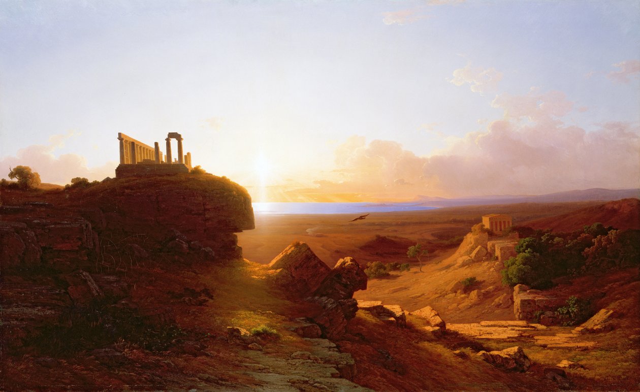 Romantisk landskab, 1860 af Antal Ligeti