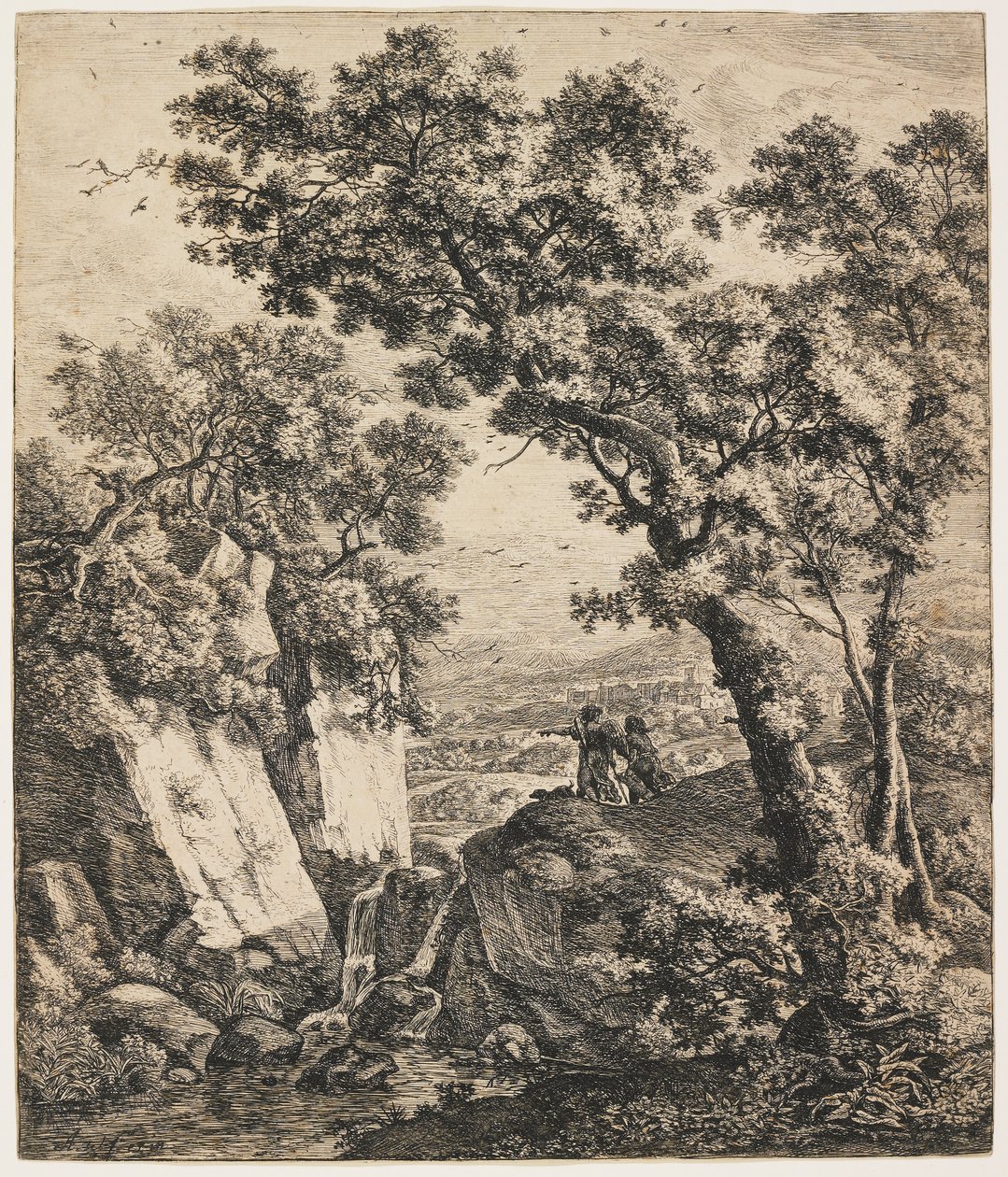 Landskab med Tobias og englen, ca. 1660 af Anthonie Waterloo