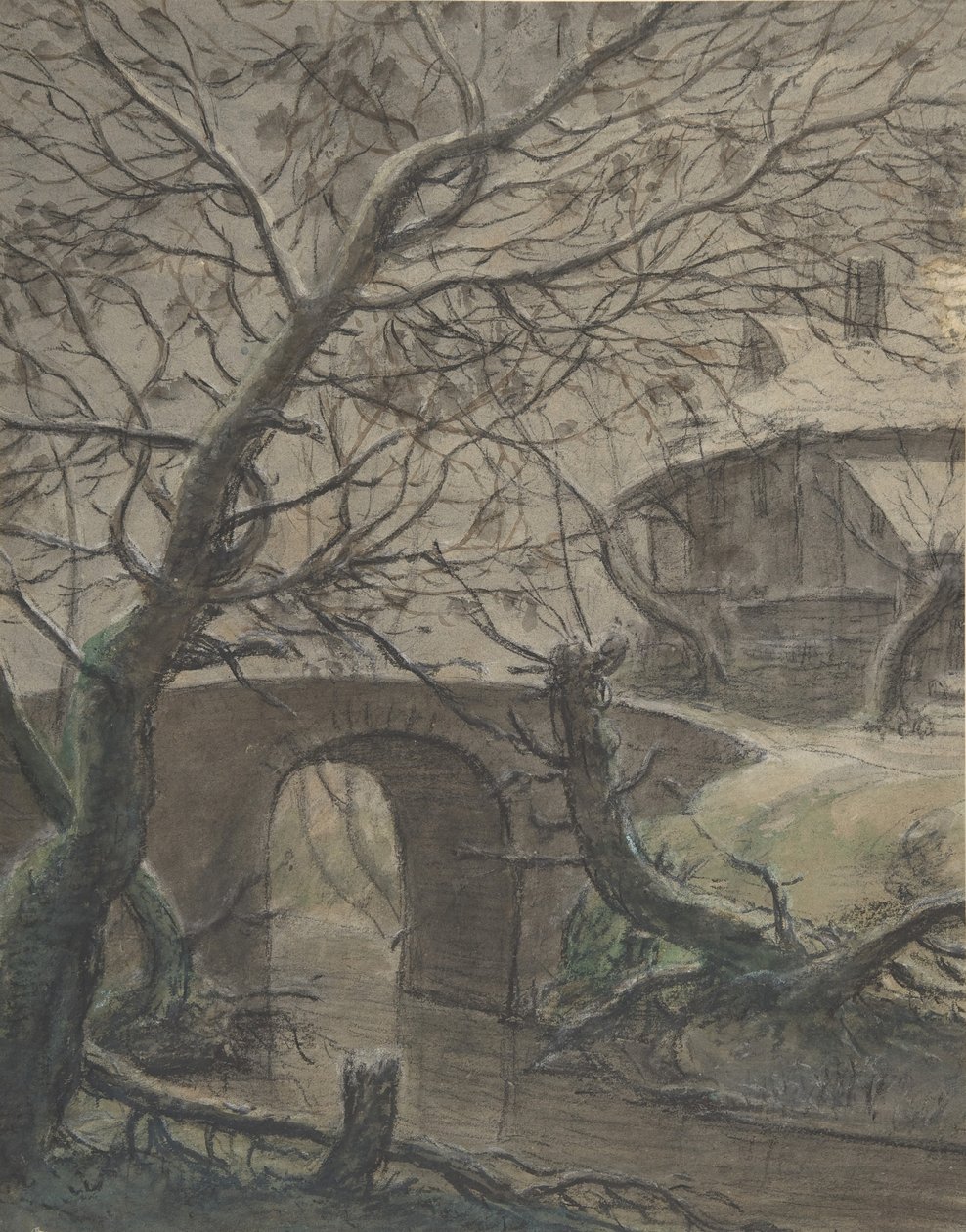 Et hus nær en bro, 1600-tallet. af Anthonie Waterloo