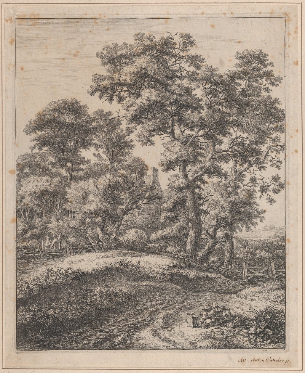 En mor og børn hviler, 1600-tallet. af Anthonie Waterloo