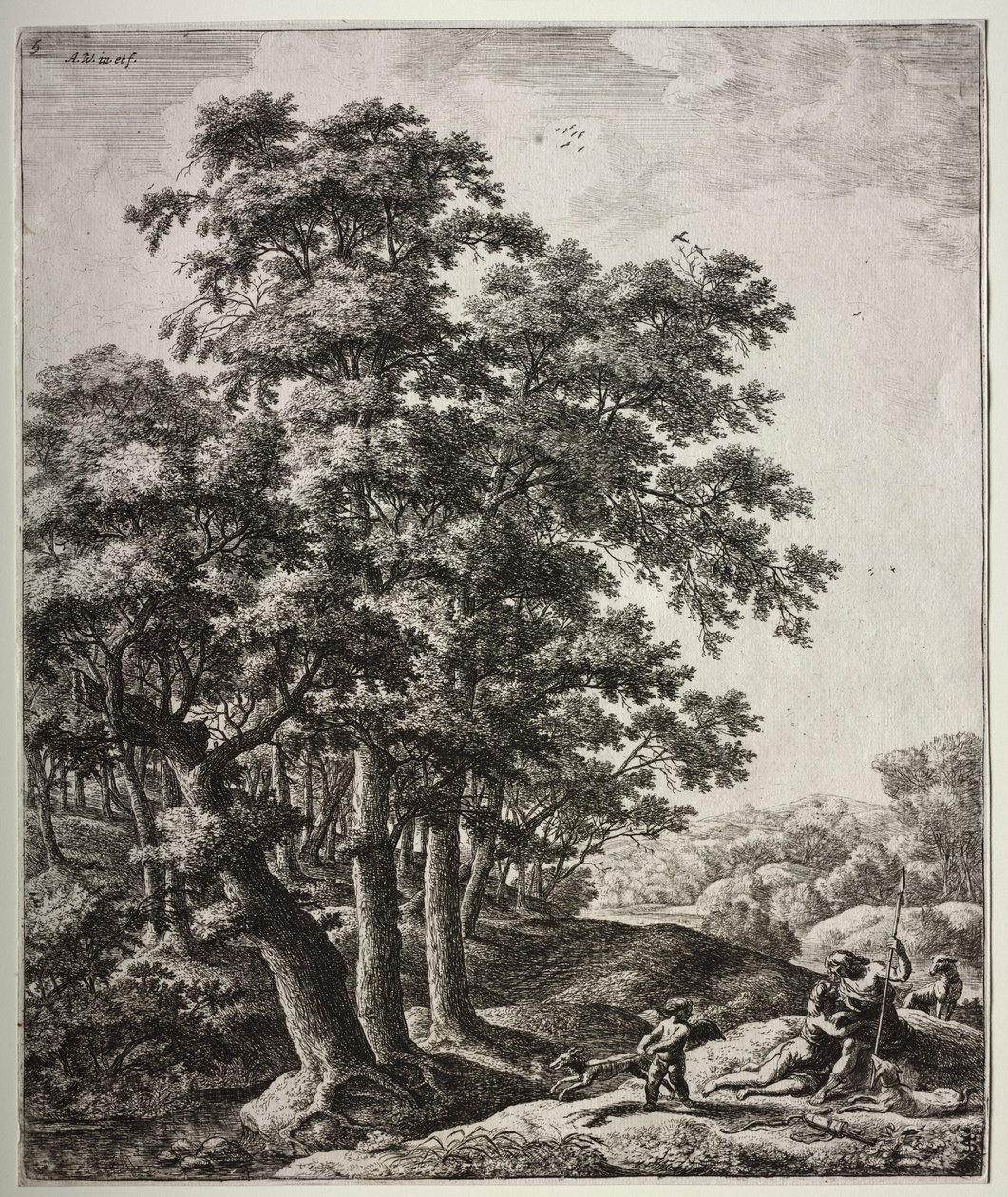 Venus og Adonis. af Anthonie Waterloo