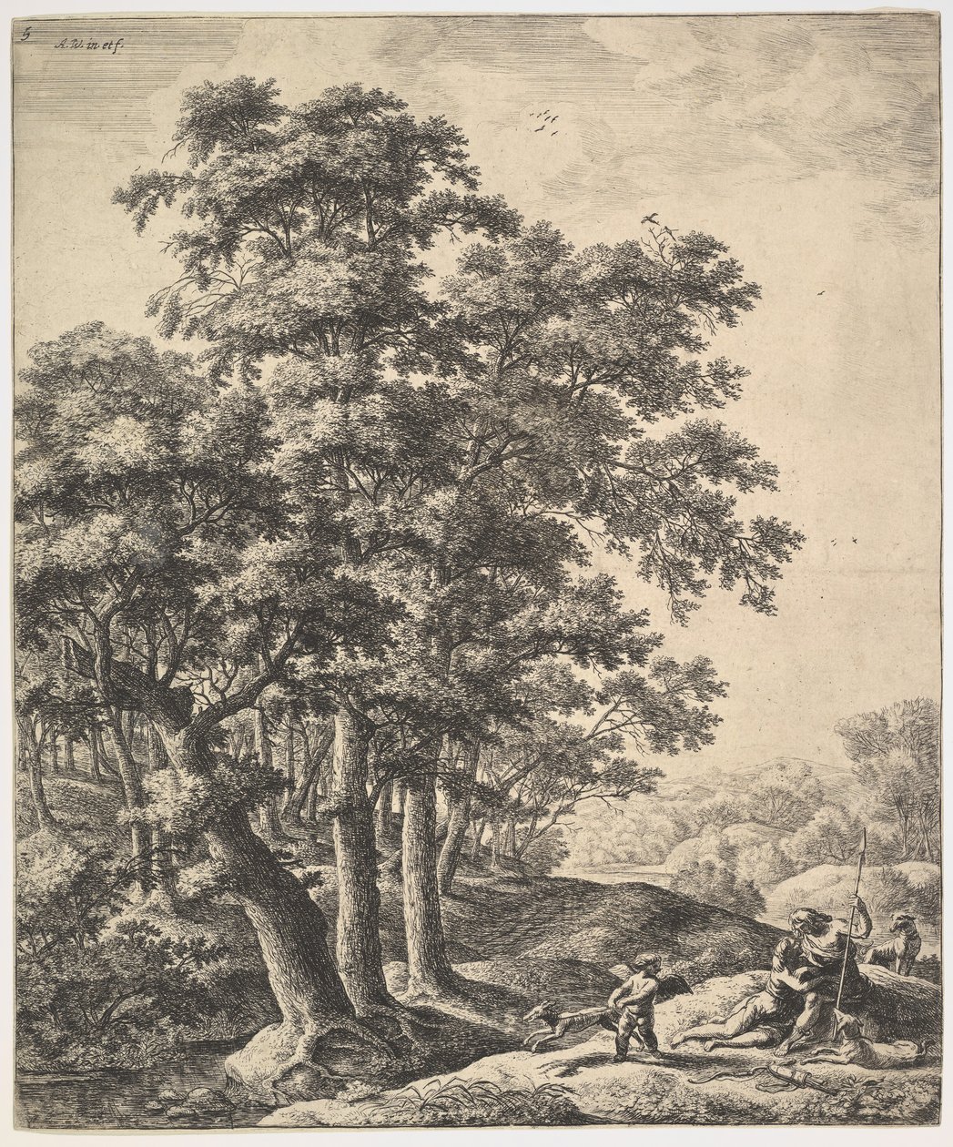 Venus og Adonis. af Anthonie Waterloo