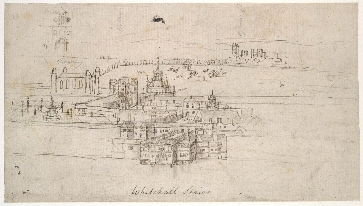 Tower of London (pen og brunt blæk over svage markeringer med sort kridt) af Anthonis van den Wyngaerde