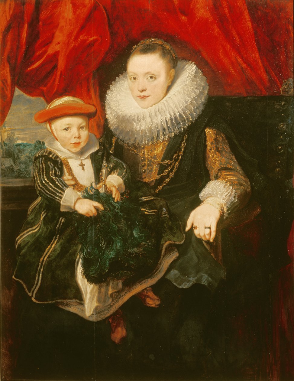 Portræt af en kvinde og et barn af Anthony van Dyck