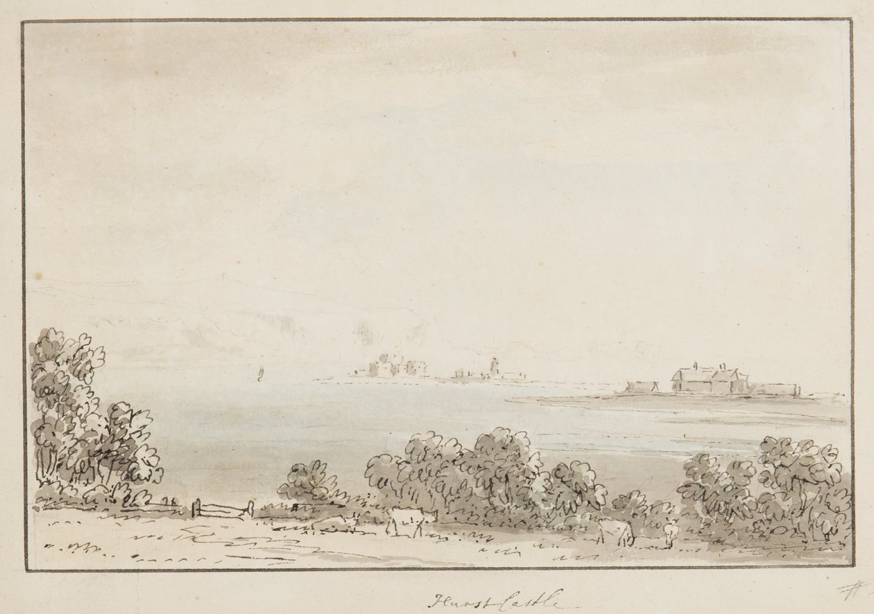 Hurst Castle (blæk & wc på papir) af Anthony Devis