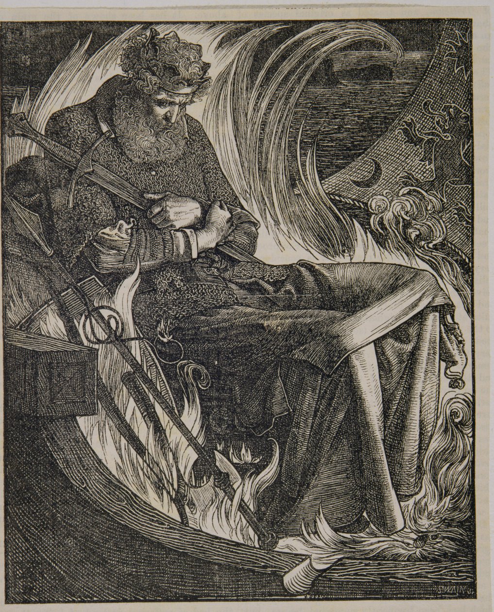 Kong Warwulfs død af Anthony Frederick Augustus Sandys