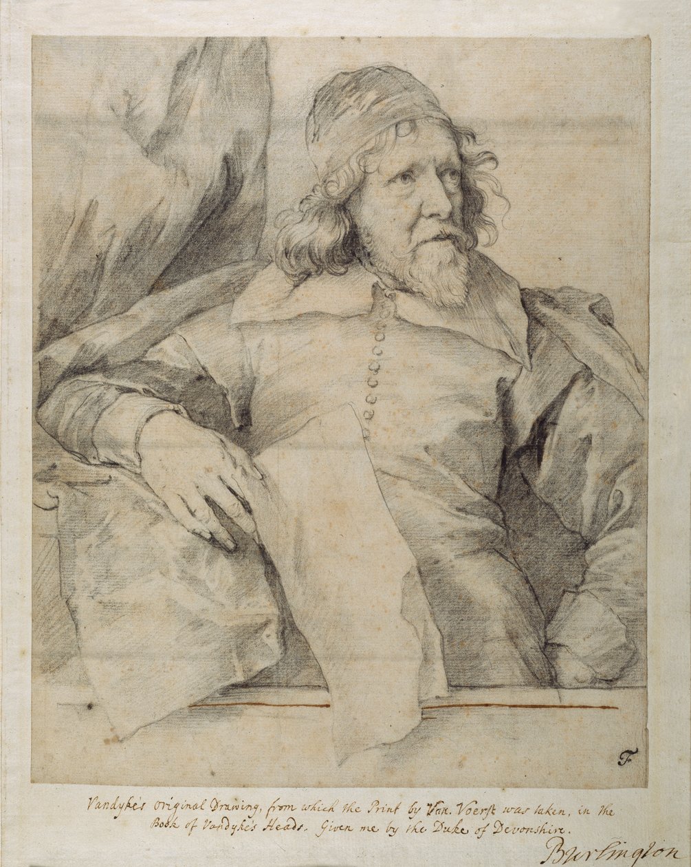Inigo Jones (sort kridt på papir) af Anthony van Dyck