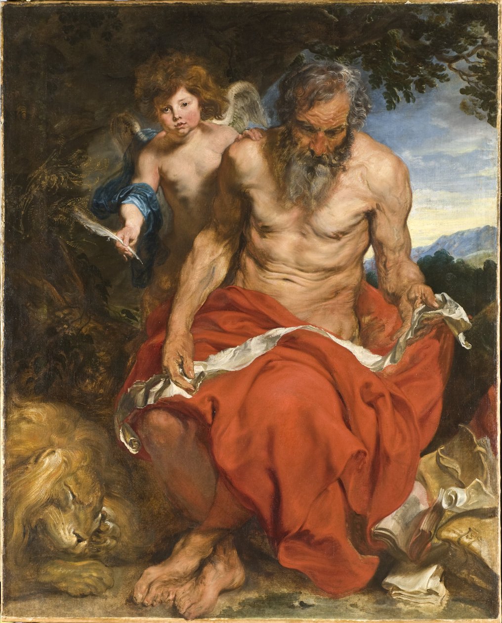 Sankt Hieronymus mediterer i ørkenen af Anthony van Dyck