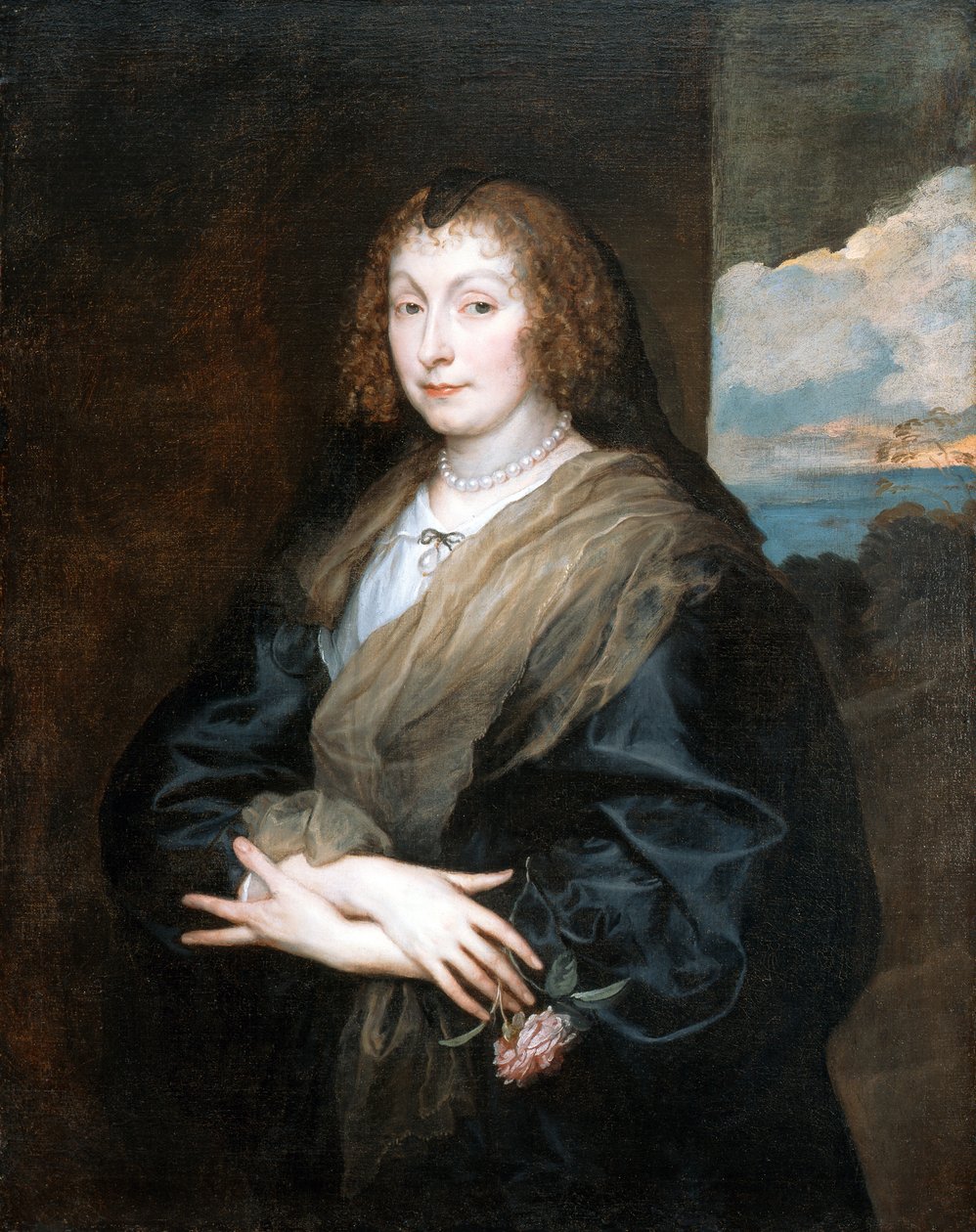 Kvinde med en rose af Anthony van Dyck