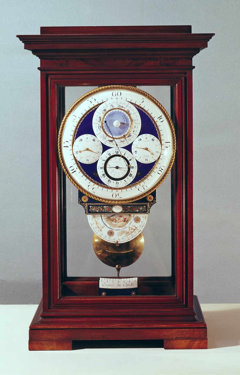 Ur med fire urskiver og stjernetegn, 1765-89 (træ & malet emalje) af Antide Janvier