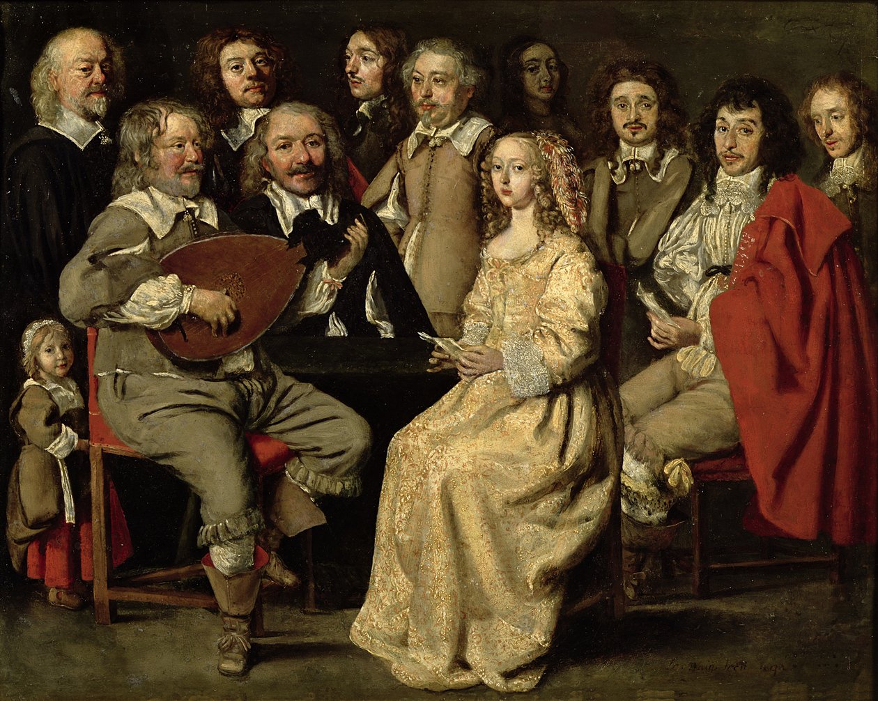 The Musical Reunion, 1642 (olie på kobber) af Antoine Le Nain