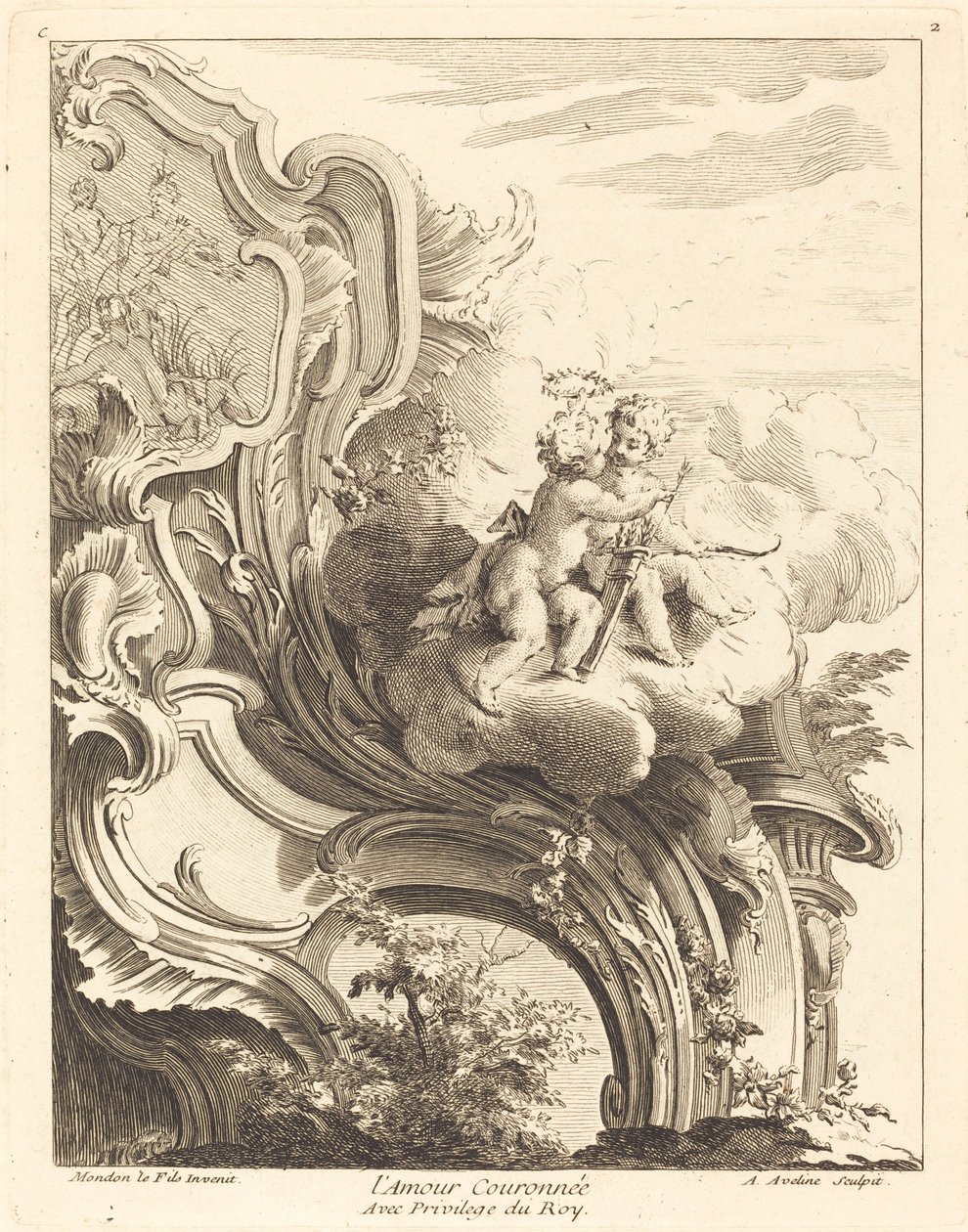 Amor kronet, 1736. af Antoine Aveline