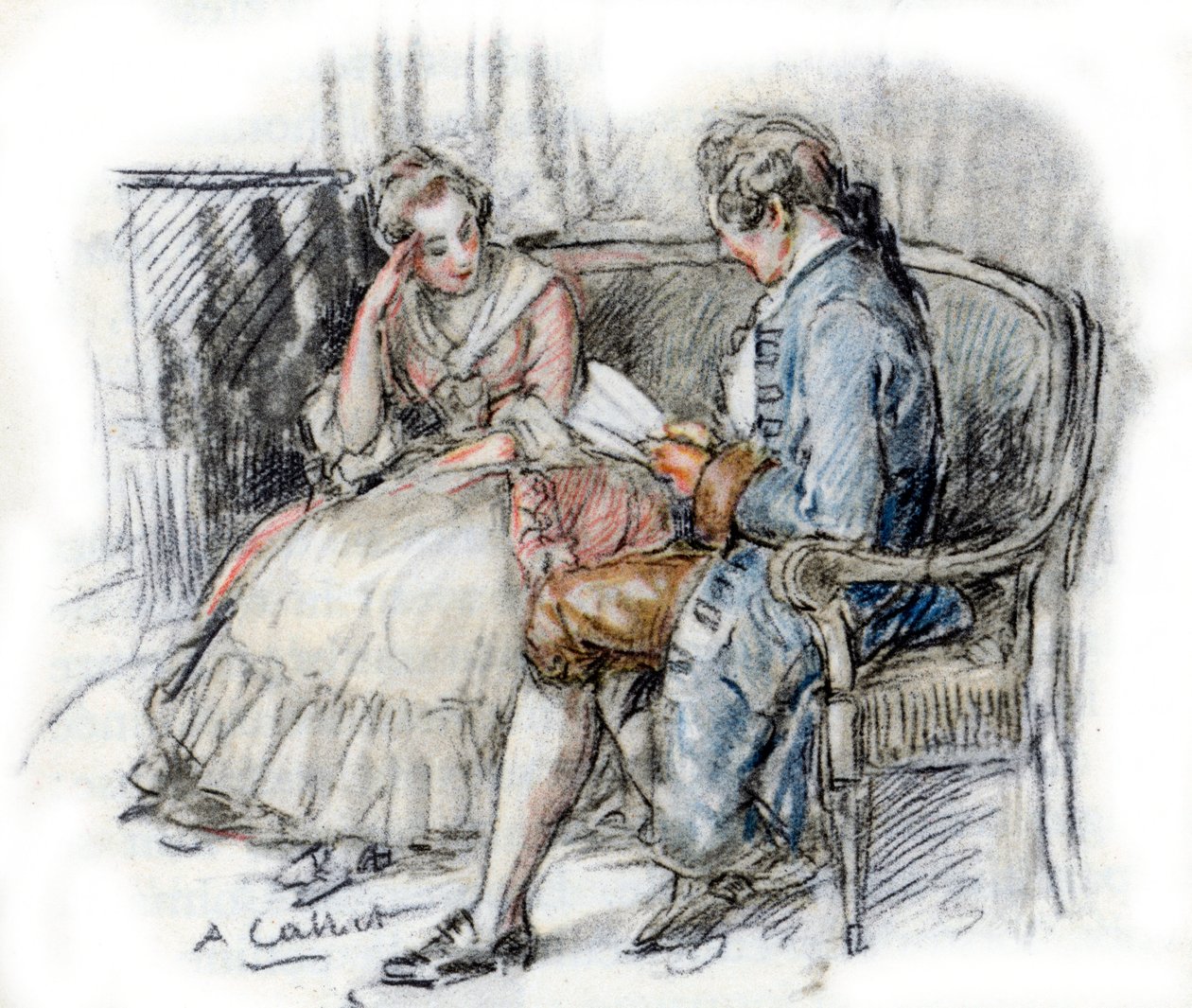 Werther læser en Charlotte ( af Antoine Calbet