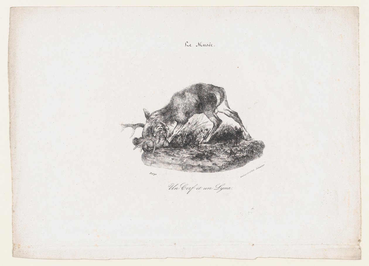 En hjort og en los, 1834. af Antoine Louis Barye