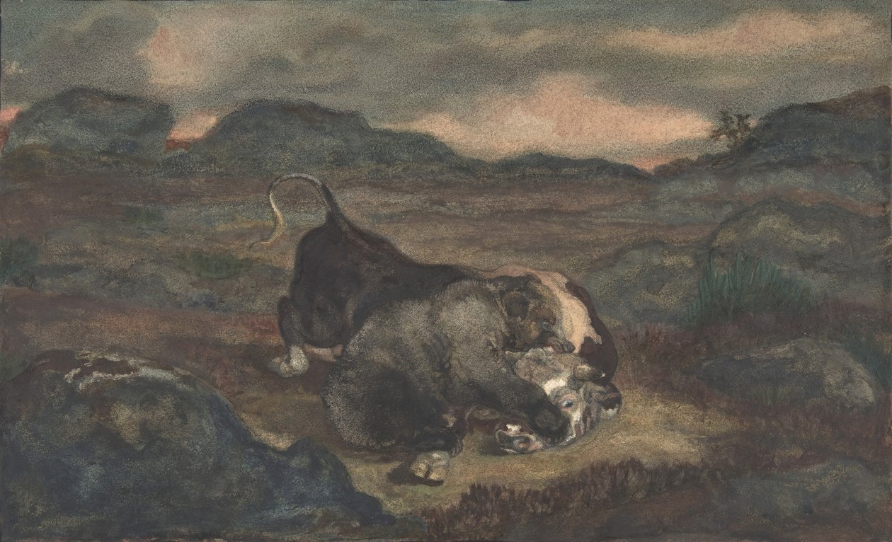 Bjørnedræbende Tyr, 1810-75. af Antoine Louis Barye