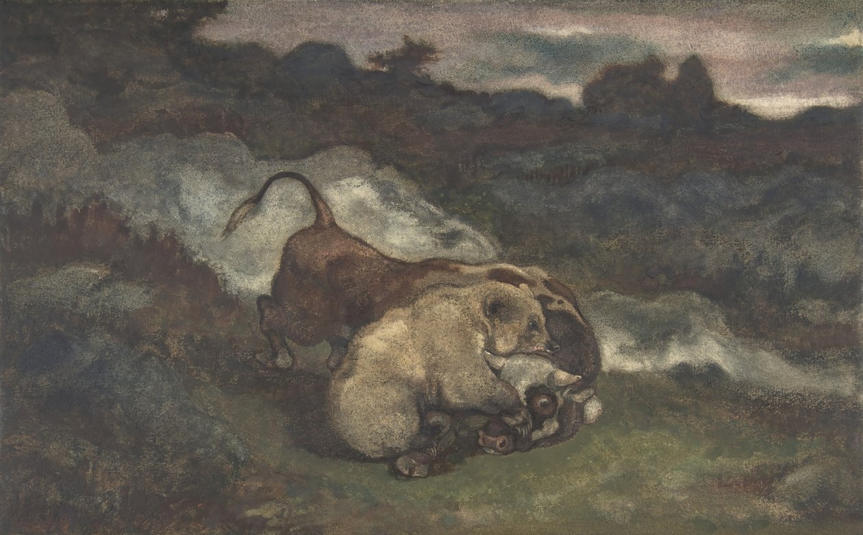 Bjørn dræber en tyr, 1810-75. af Antoine Louis Barye