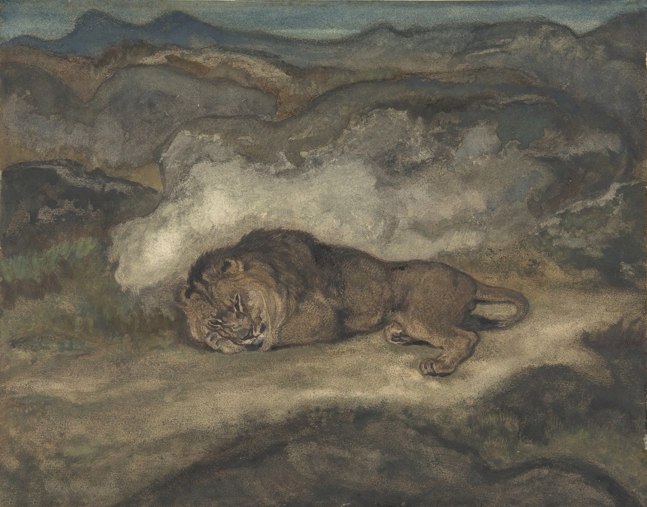 Løve sovende, 1810-75. af Antoine Louis Barye