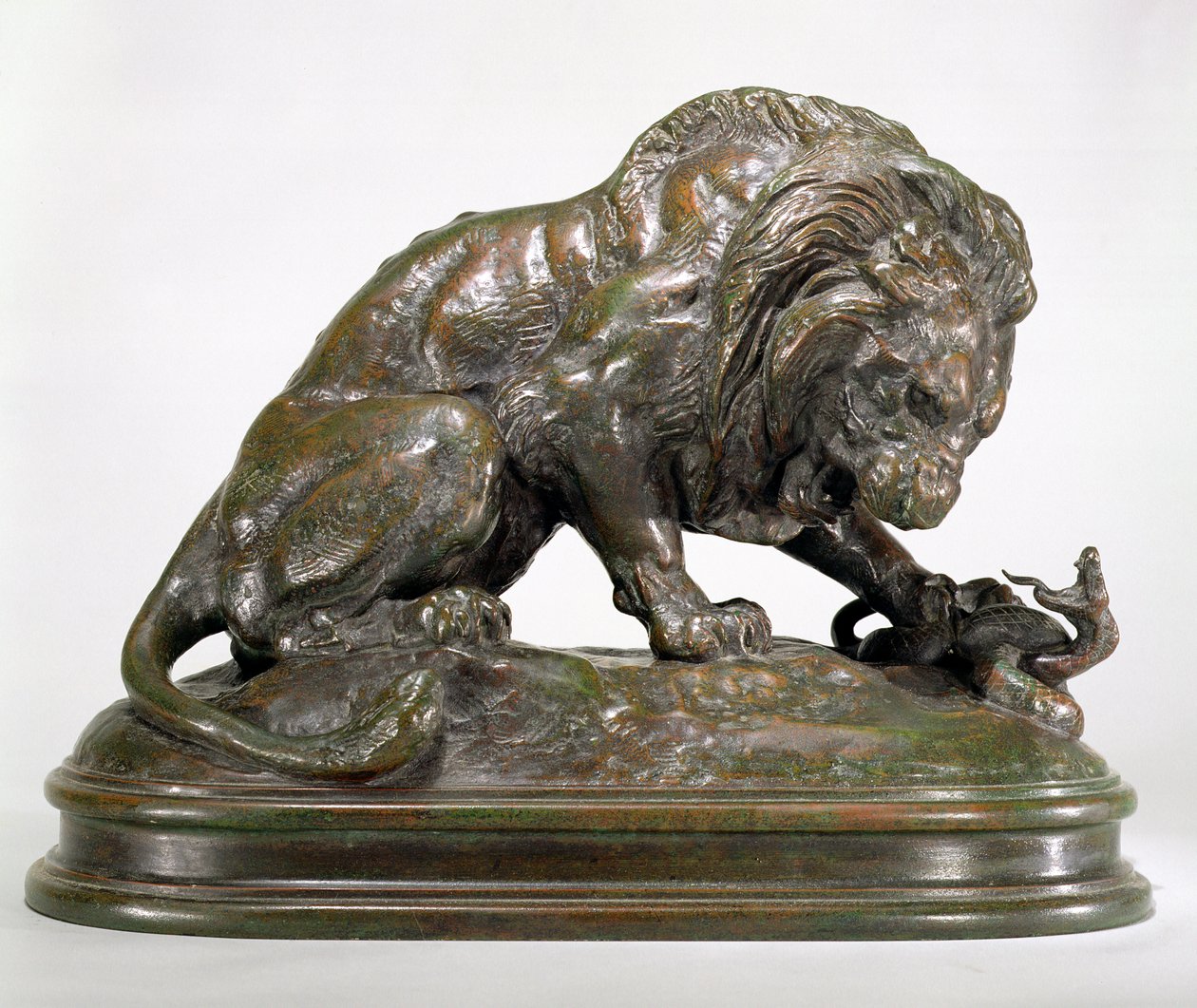 Løve og Slange af Antoine Louis Barye