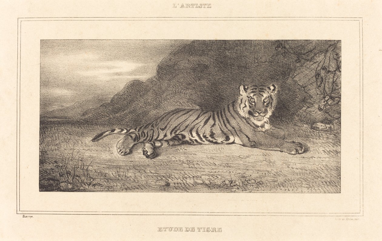 Studie af en tiger af Antoine Louis Barye