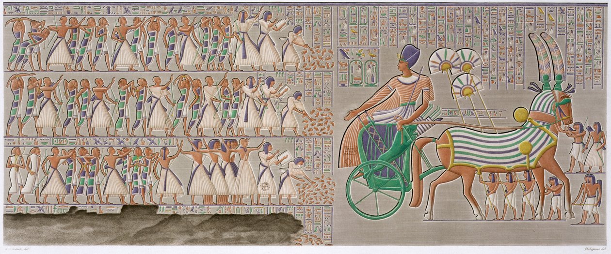 Gamle egyptiske farvede basrelieffer, 1822 af Antoine Phelippeaux