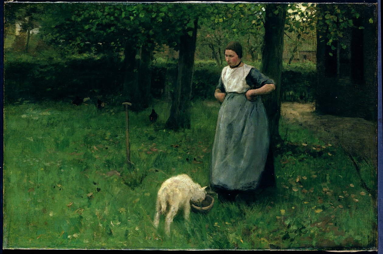 Larener kvinde med en ged, c.1885 af Anton Mauve