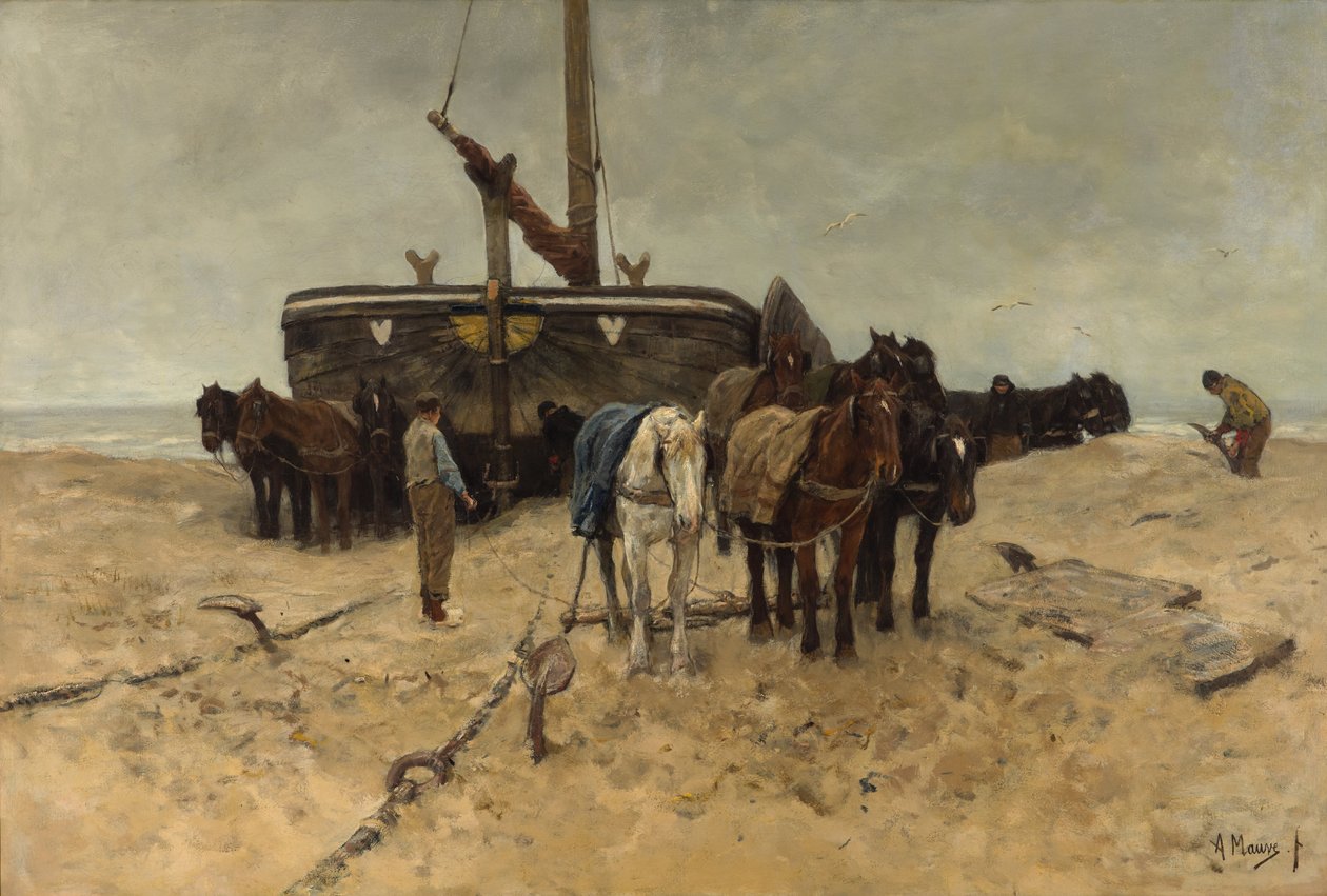 Fiskebåd på stranden af Anton Mauve