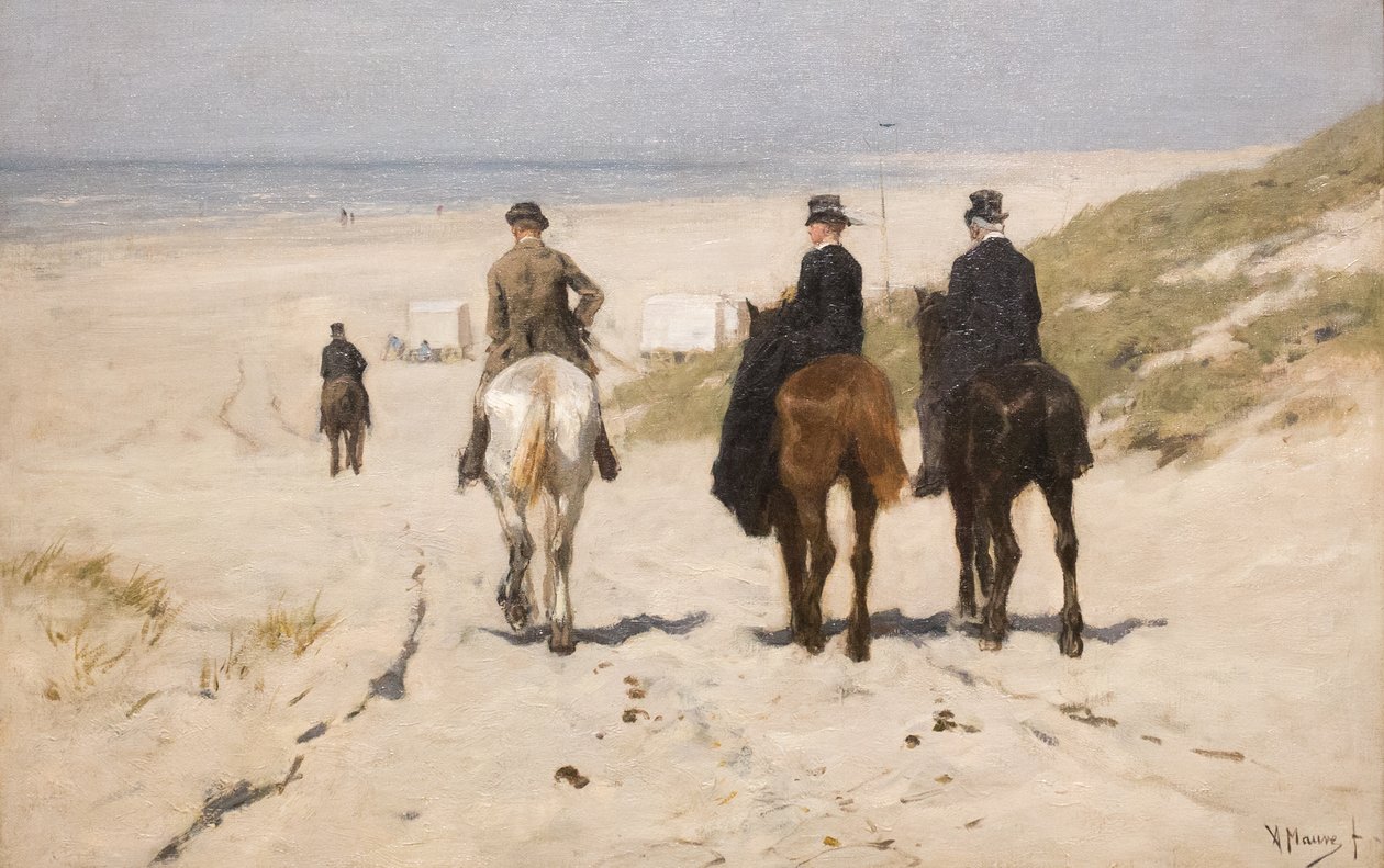 Morgentur langs stranden af Anton Mauve