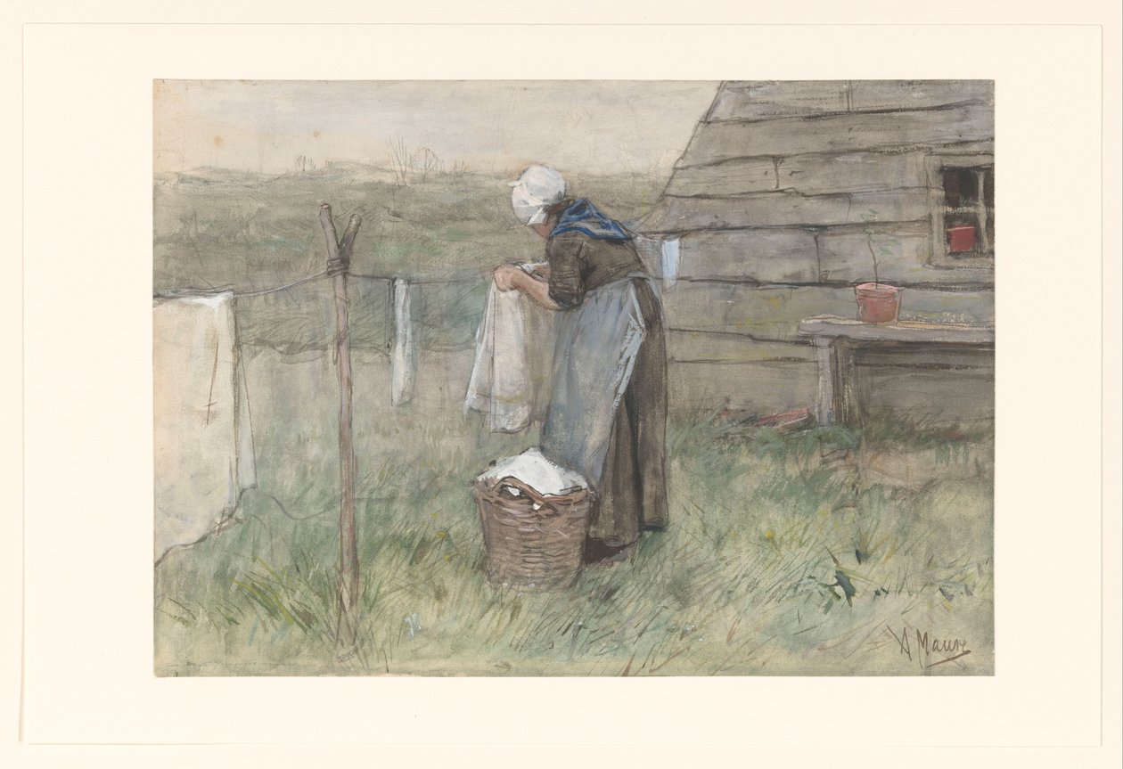 Kvinde ved en tørresnor af Anton Mauve