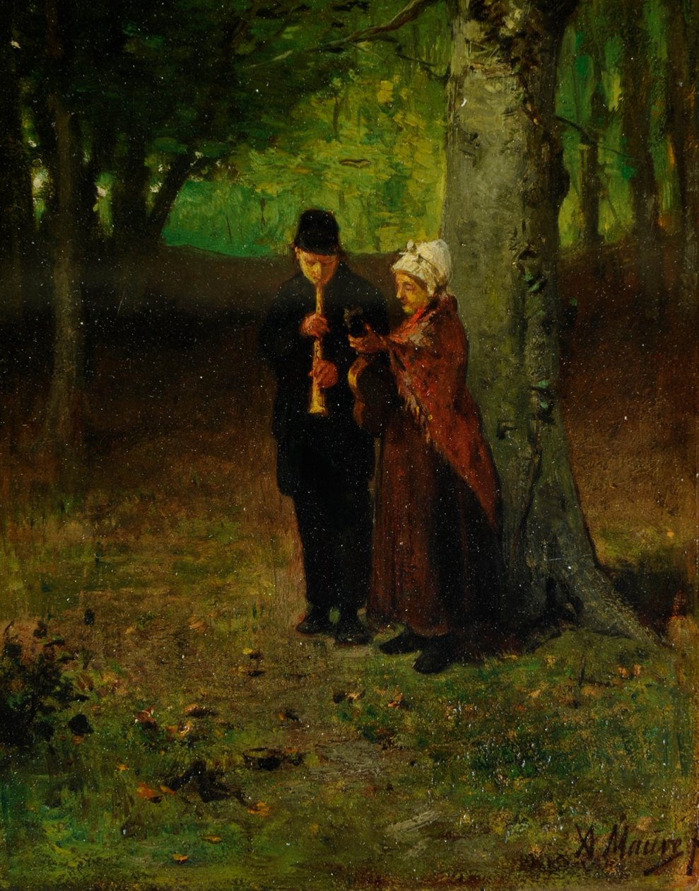 Vandrende musikere (olie på træ) af Anton Mauve